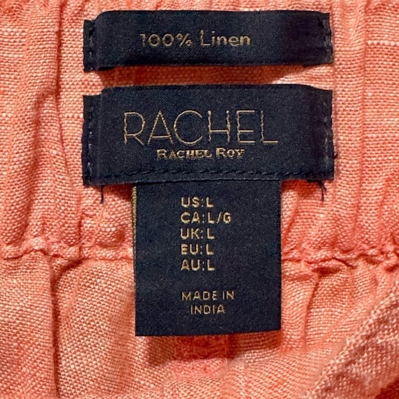 RACHEL ROY 100% Linen Cropped Cuffed Relaxed Fit Pull On Elastic Waist Pants - Picture 6 of 7